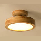 Round Wood Ceiling Light with LED Panel