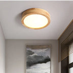 Round Wood Ceiling Light with LED Panel