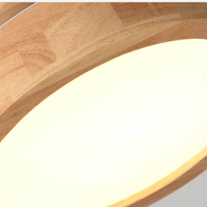 Round Wood Ceiling Light with LED Panel