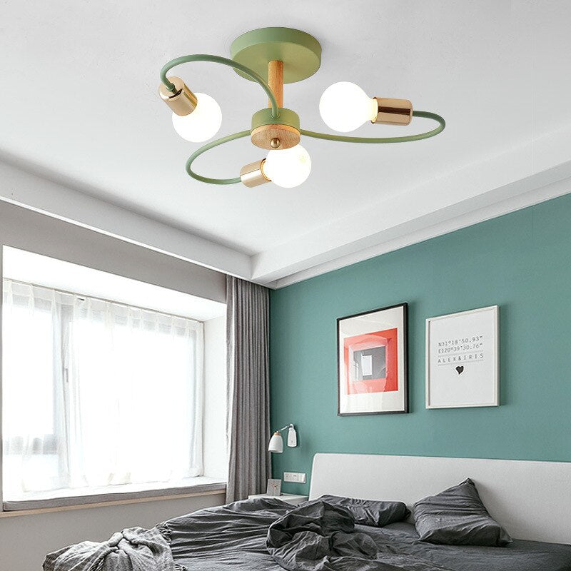 Modern Metal Ceiling Light with Curved Arms