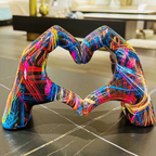 Hand Sculpture Decor with Graffiti Art Design