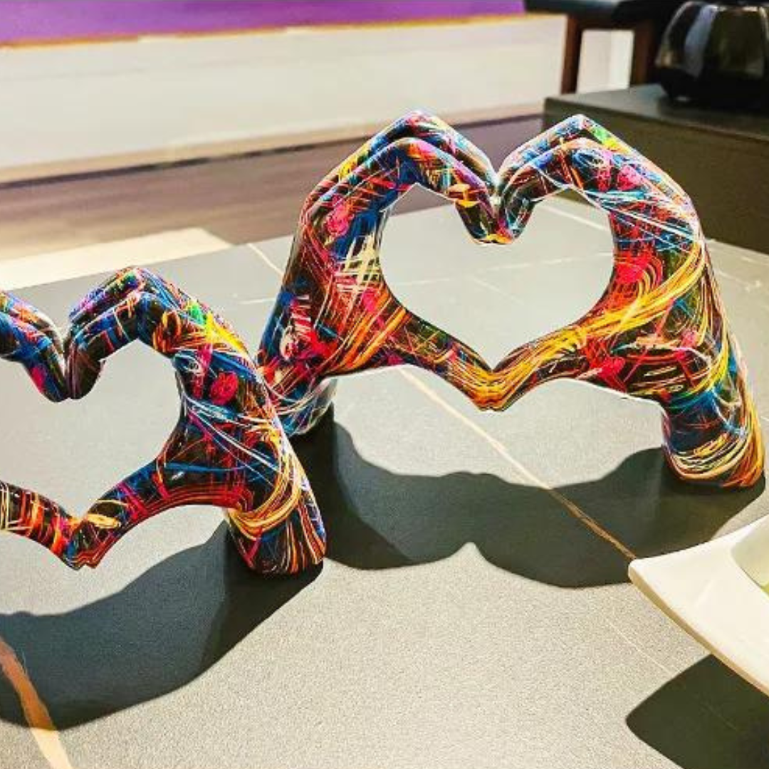 Hand Sculpture Decor with Graffiti Art Design