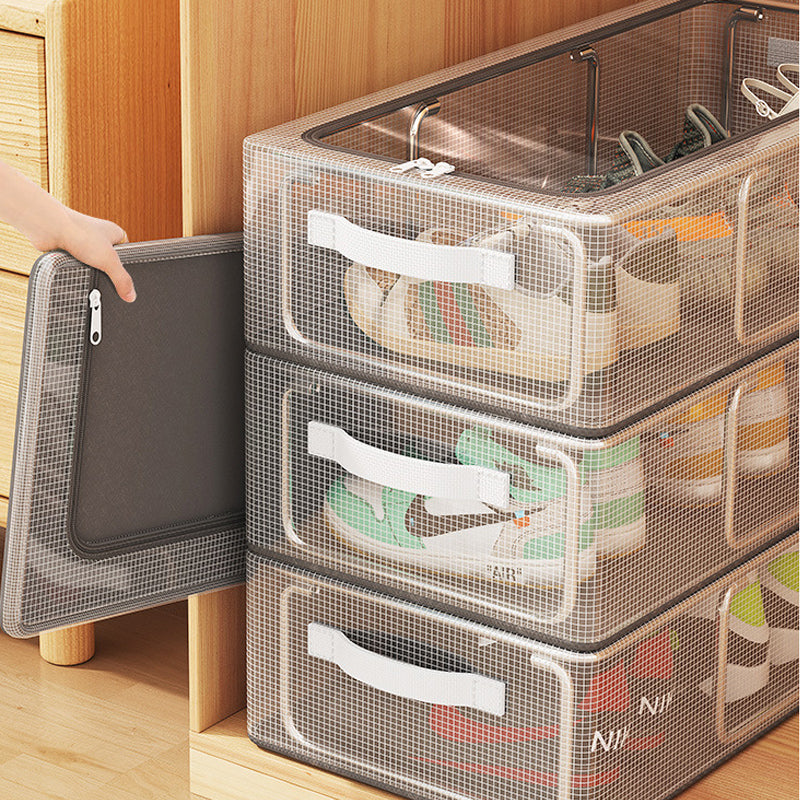 Clear Shoe Storage Box with Zipper Opening