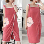 Wearable Bath Towel with Secure Snap Closure Dark pink
