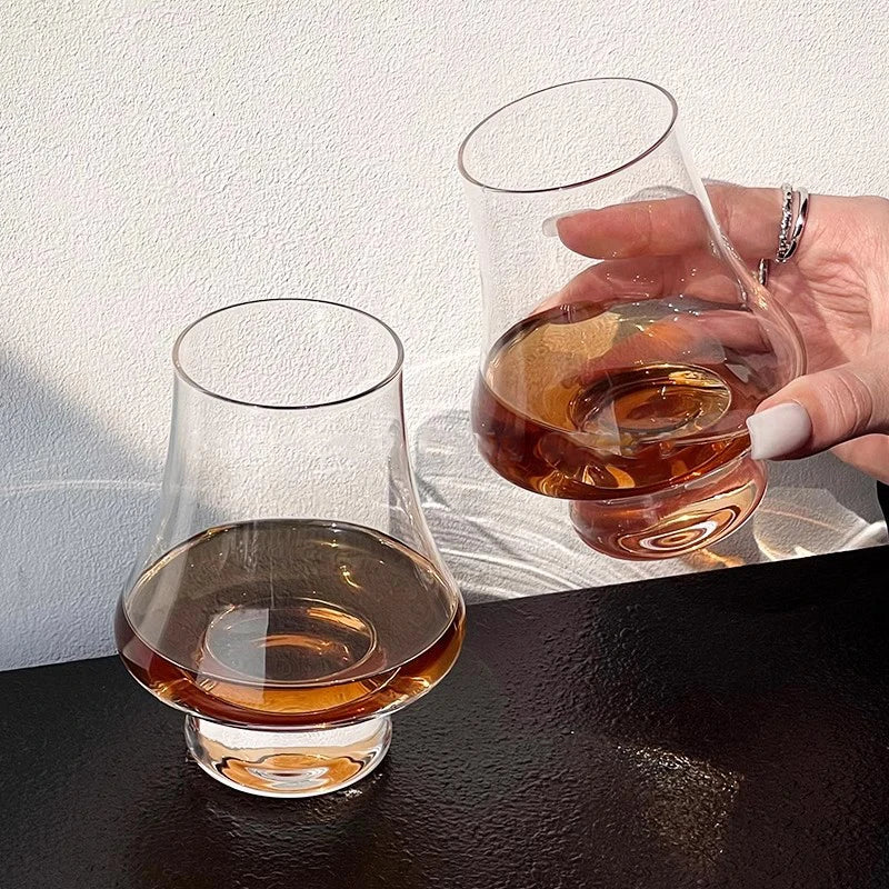 Crystal Whiskey Glasses - Tapered Rim Design, Set of 4