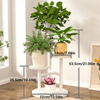 4-tier Plant Stand with Round Wooden Shelves and Metal Frame White