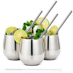 Stainless Steel Tumblers with Straws - Set of 4