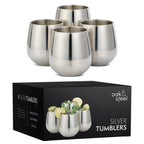 Stainless Steel Tumblers with Straws - Set of 4