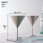 Stainless Steel Martini Glasses Set of 4 - Unbreakable