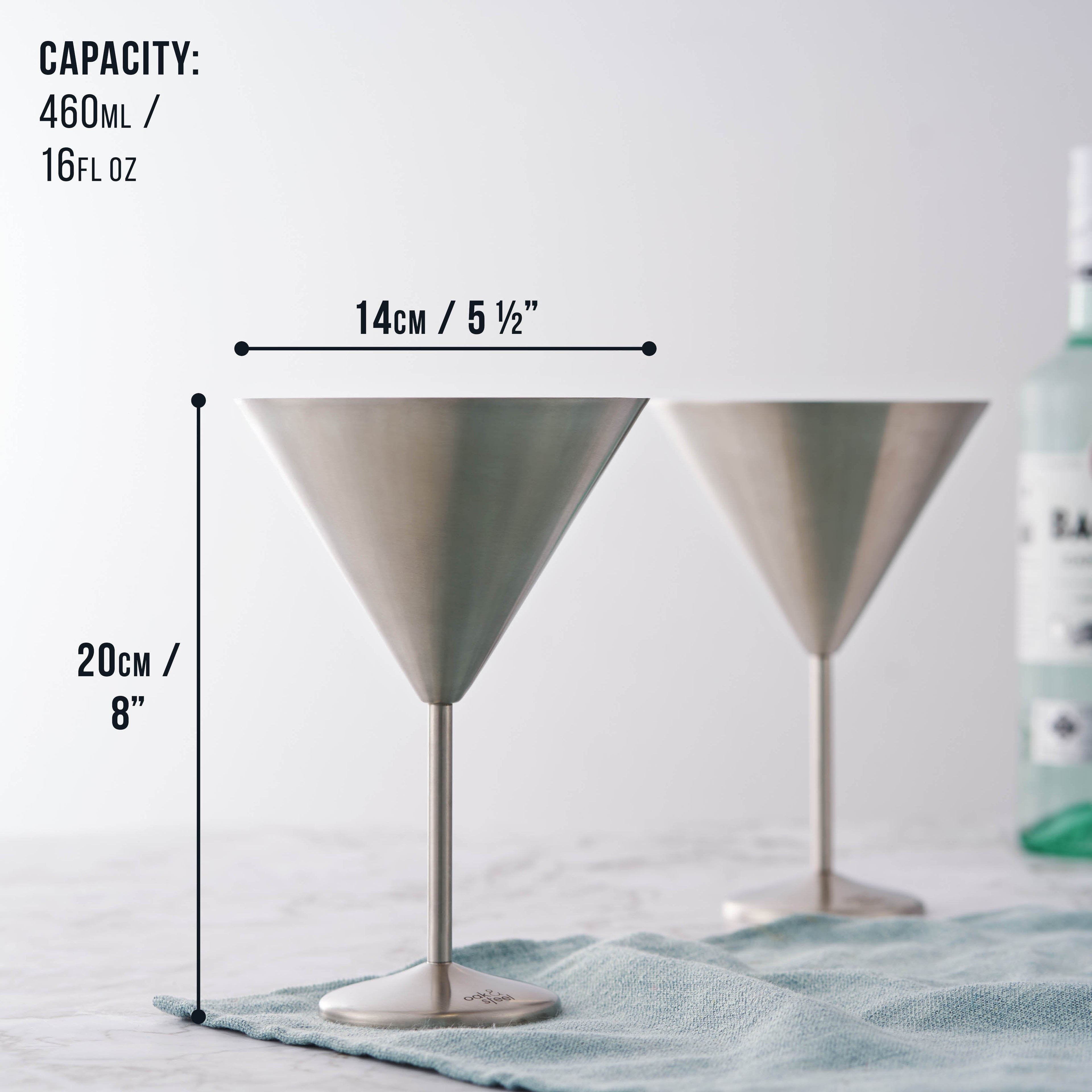 Stainless Steel Martini Glasses Set of 4 - Unbreakable