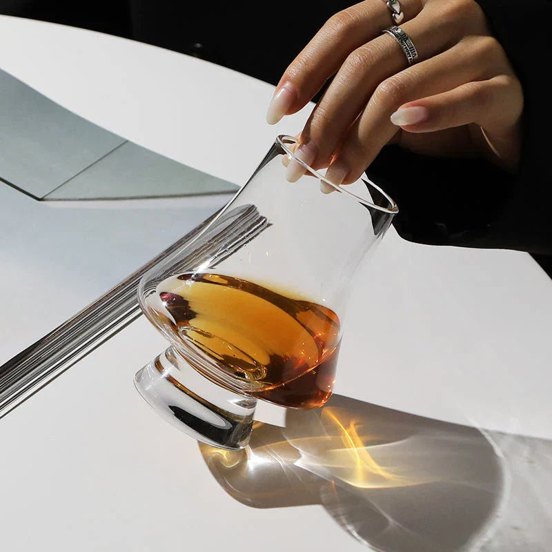 Crystal Whiskey Glasses - Tapered Rim Design, Set of 4