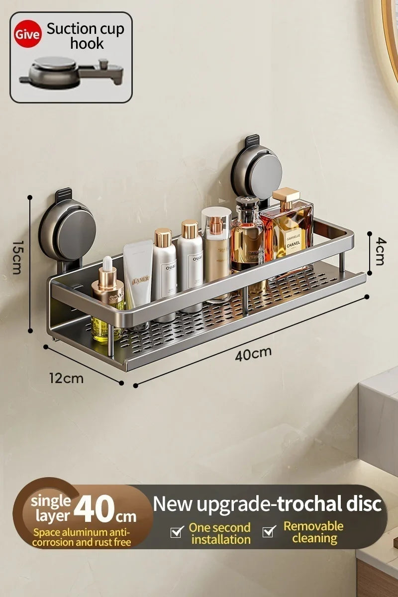 Bathroom Shelf with Suction Cup – No Drilling Required 40cm without bar