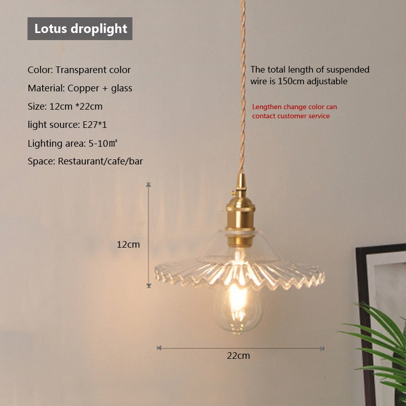 Glass Pendant Light with Copper Fixture 7
