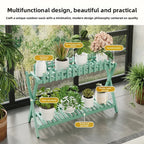 2-Tier Bamboo Plant Shelf with Decorative Trellis