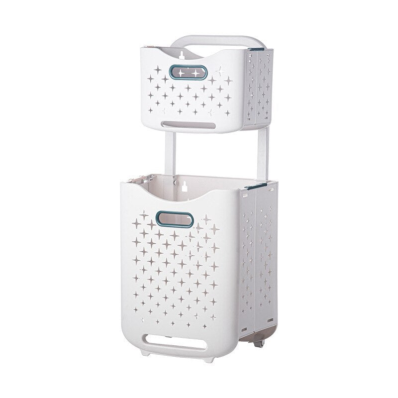 2-Tier Rolling Storage Basket Organizer Green Line