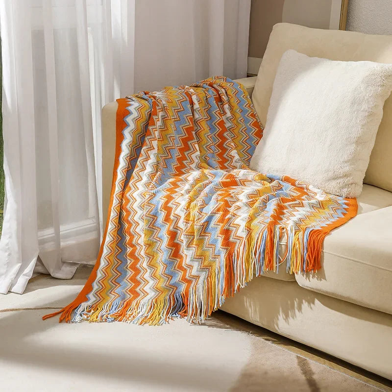 Bohemian Throw Blanket with Tassels
