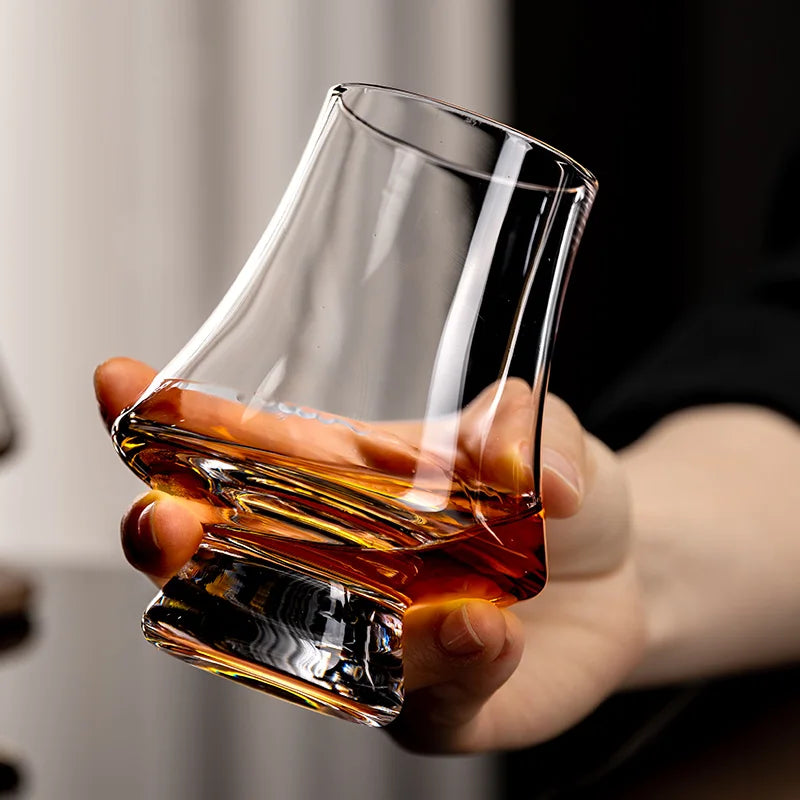Crystal Whiskey Glasses - Tapered Rim Design, Set of 4