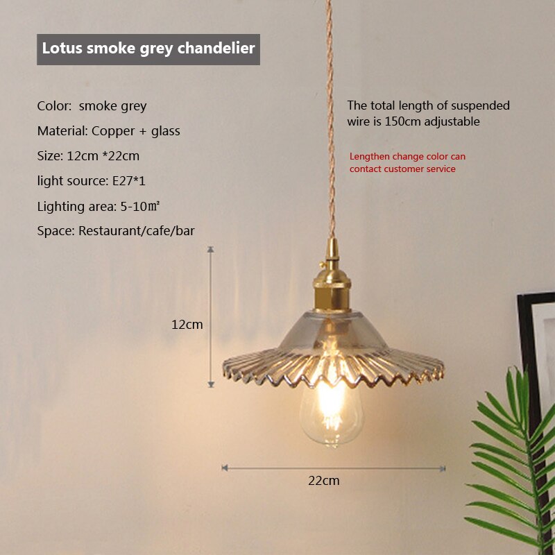 Glass Pendant Light with Copper Fixture N