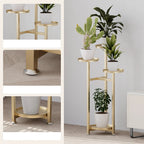 Multi-Tiered Metal Plant Shelf with Round, Offset Shelves