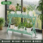 2-Tier Bamboo Plant Shelf with Decorative Trellis Green 89 cm