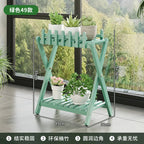 2-Tier Bamboo Plant Shelf with Decorative Trellis Green 49 cm