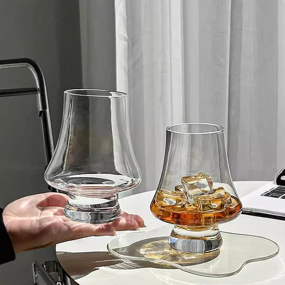 Crystal Whiskey Glasses - Tapered Rim Design, Set of 4