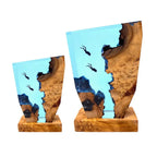 Ocean Diver Table Lamp with Wood and Resin