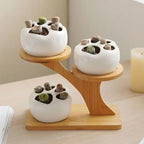 Bamboo Table Shelf with Multi-Level Display Area