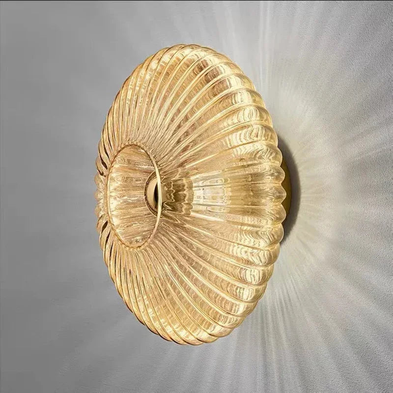 Glass Wall Sconce with Ribbed Design