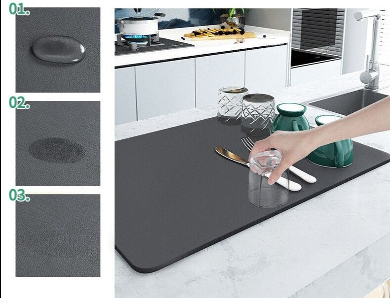 Kitchen Drying Mat - Super Absorbent Rubber