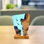 Ocean Diver Table Lamp with Wood and Resin