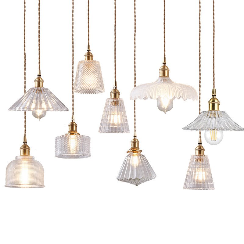 Glass Pendant Light with Copper Fixture