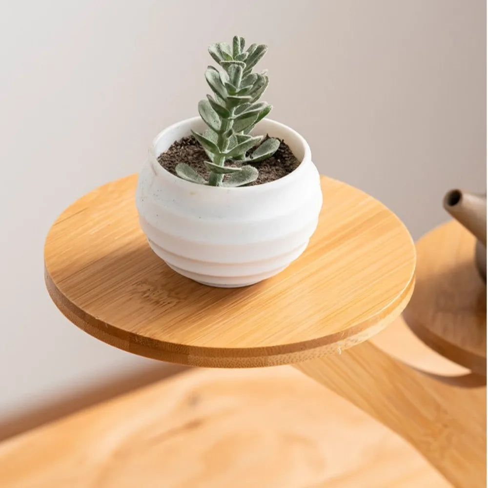 Bamboo Table Shelf with Multi-Level Display Area