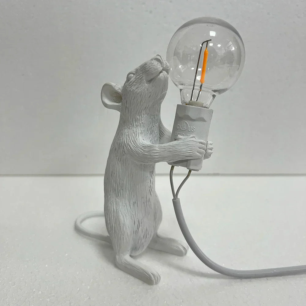 Mouse Table Lamp with Edison Bulb