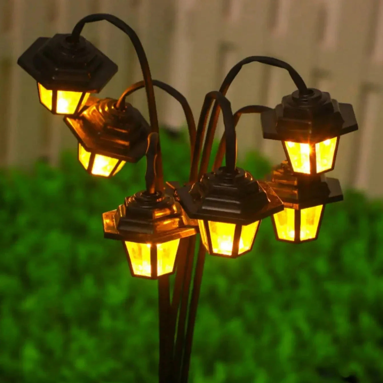 Retro Solar Garden Lantern with 6 LED Lights