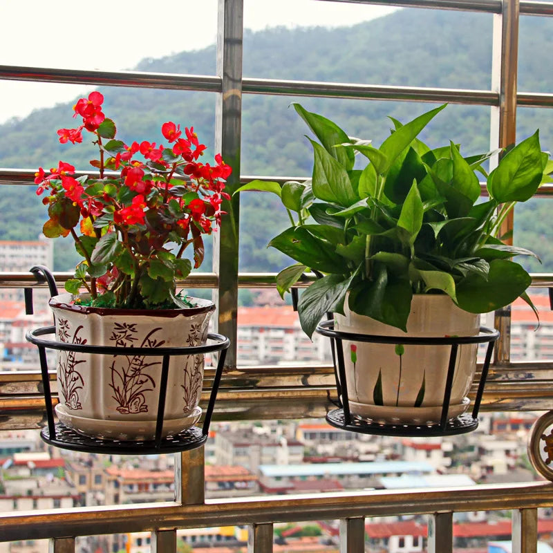 Hanging Balcony Pot Holders with Hooks – Set of 3