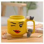 Ceramic Character Face Mug with Cute Expression