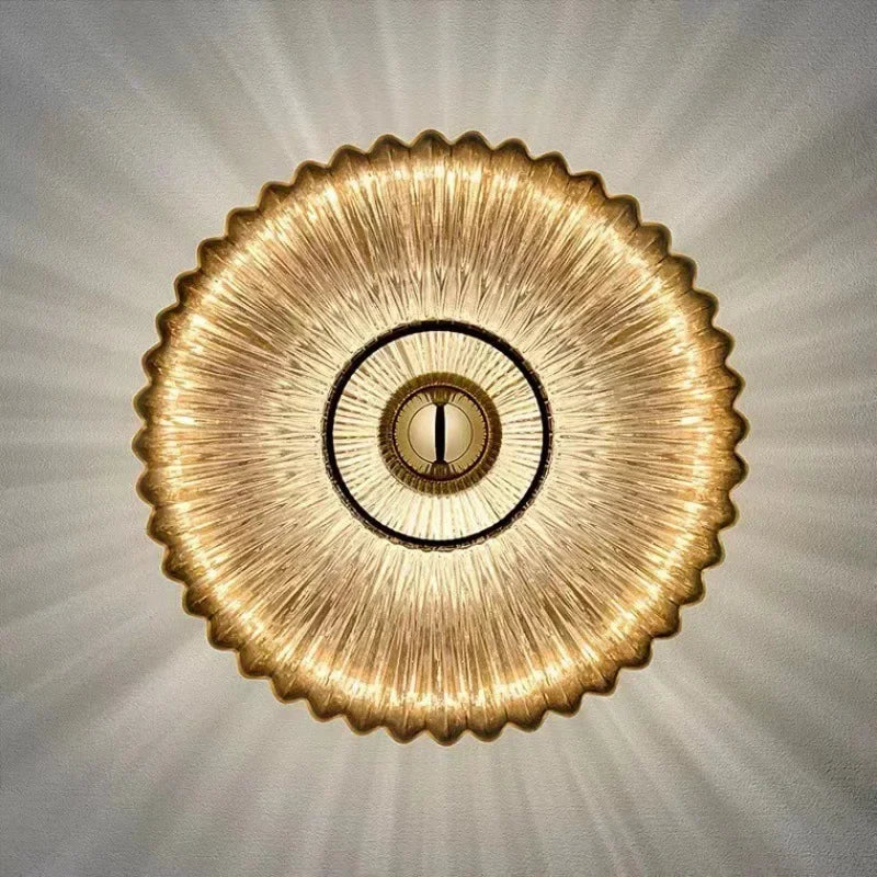 Glass Wall Sconce with Ribbed Design
