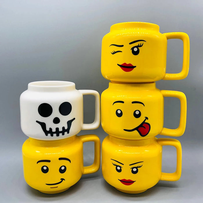 Ceramic Character Face Mug with Cute Expression