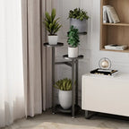 Multi-Tiered Metal Plant Shelf with Round, Offset Shelves
