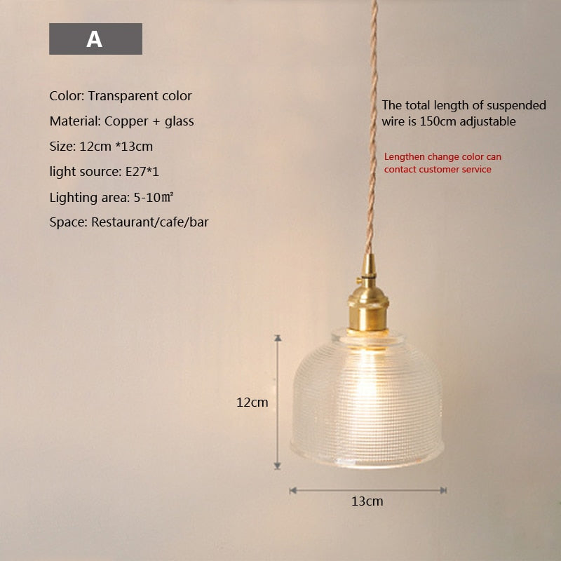 Glass Pendant Light with Copper Fixture A