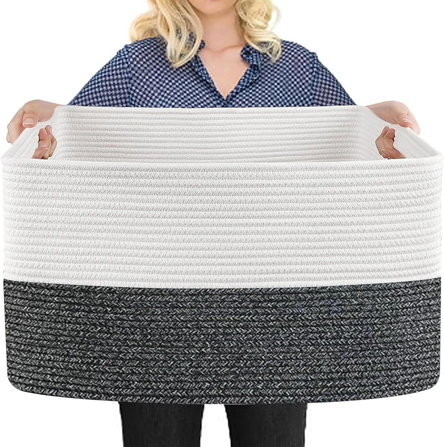 Extra Large Cotton Rope Storage Basket with Handles
