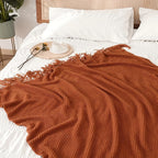Chunky Knit Throw Blanket with Tassels