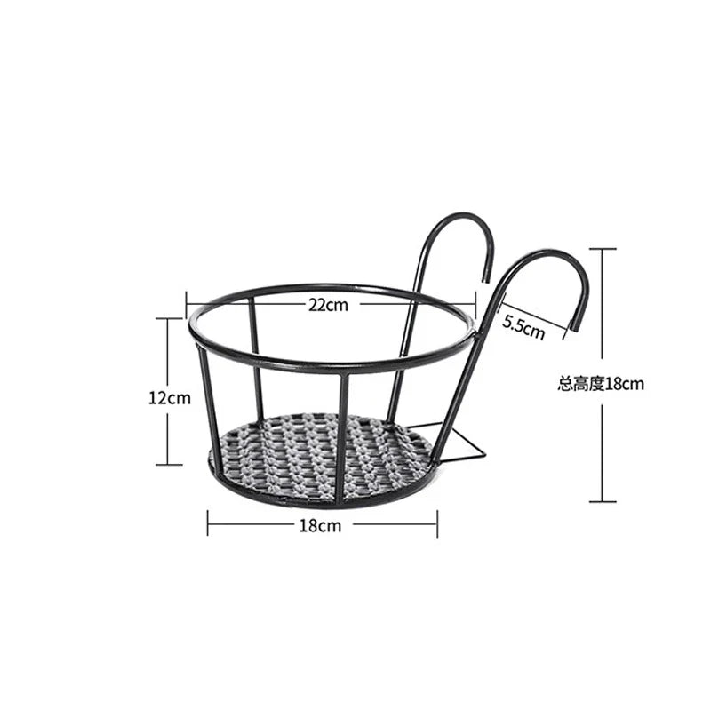 Hanging Balcony Pot Holders with Hooks – Set of 3