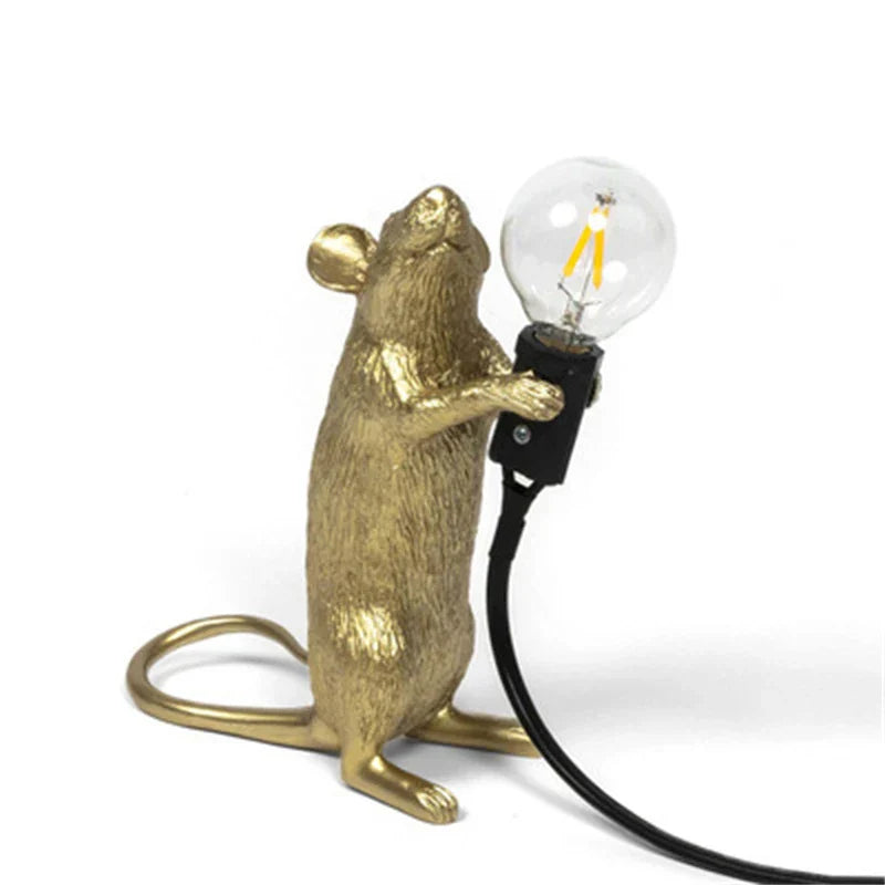 Mouse Table Lamp with Edison Bulb Gold A Standing