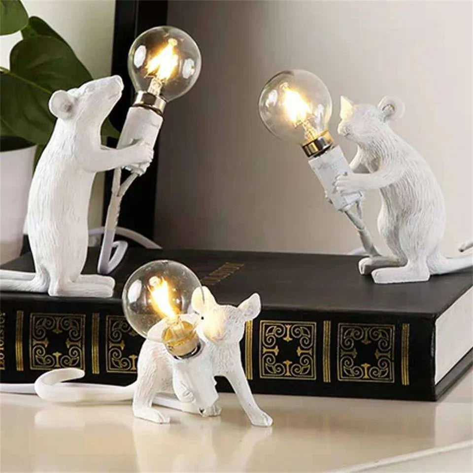 Mouse Table Lamp with Edison Bulb