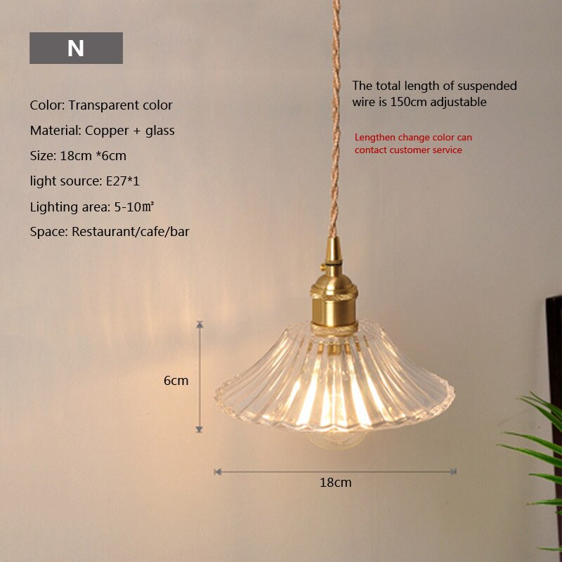 Glass Pendant Light with Copper Fixture 5