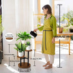 4-tier Plant Stand with Round Wooden Shelves and Metal Frame