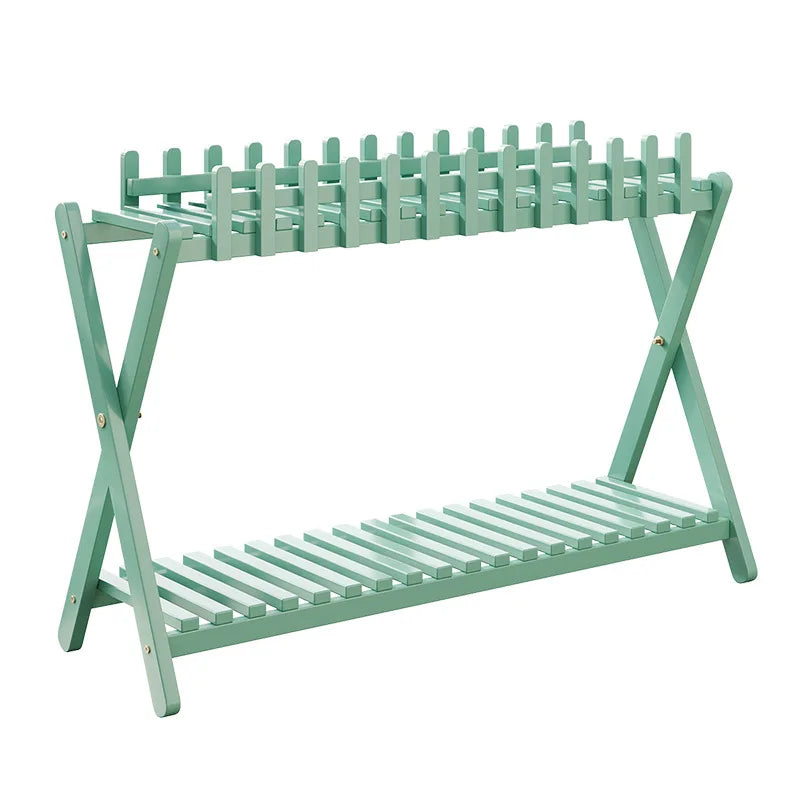 2-Tier Bamboo Plant Shelf with Decorative Trellis