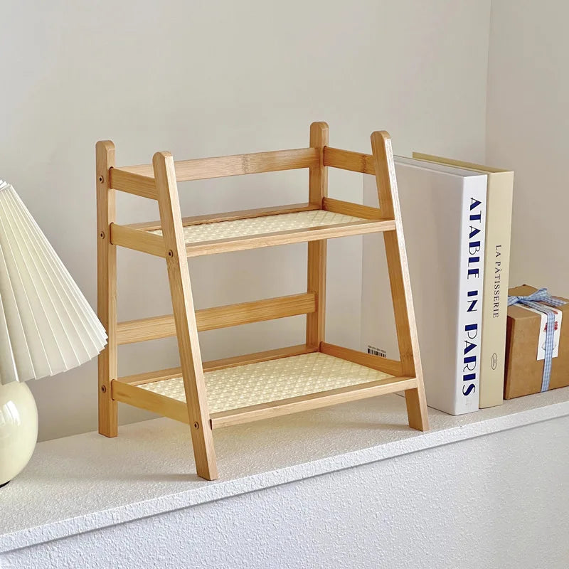 2-Tier Bamboo Kitchen Shelf – Organizer for Kitchen and Desk Natural